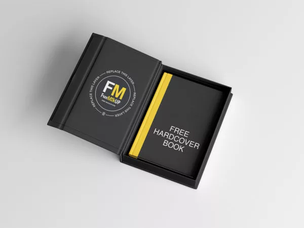 Free Hardcover Book Mock-Up With Magnetic Case