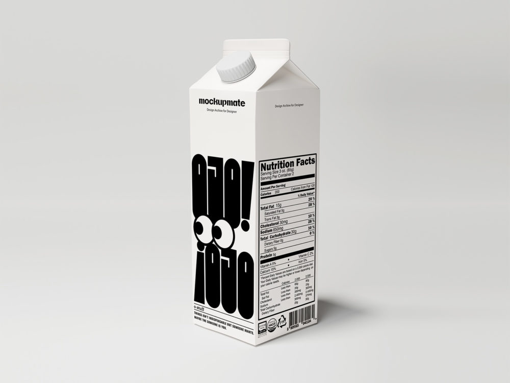 Free Milk Carton Packaging Mockup for Photoshop