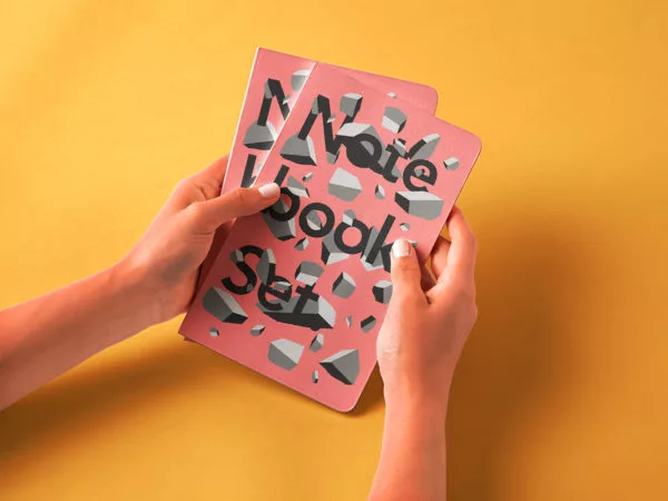 Notebook Stationery Mockup in Hands