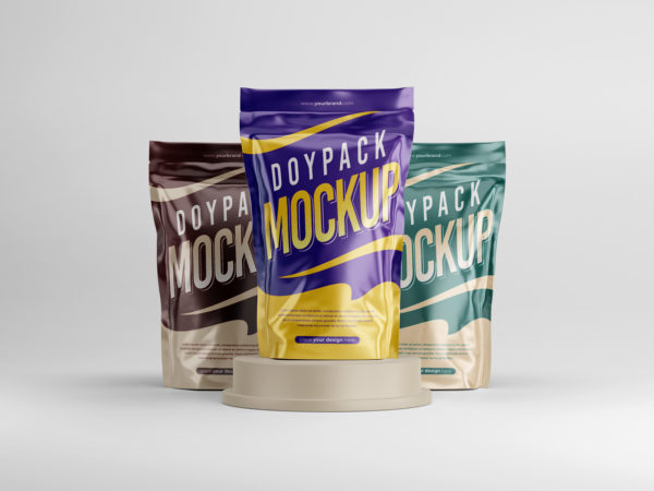 Sachets Doypack Pouch Packaging Free Mockup
