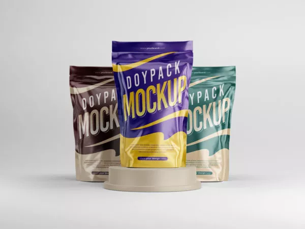 Doypack Pouch Sachet Mockup (Minimalist Light Scene)