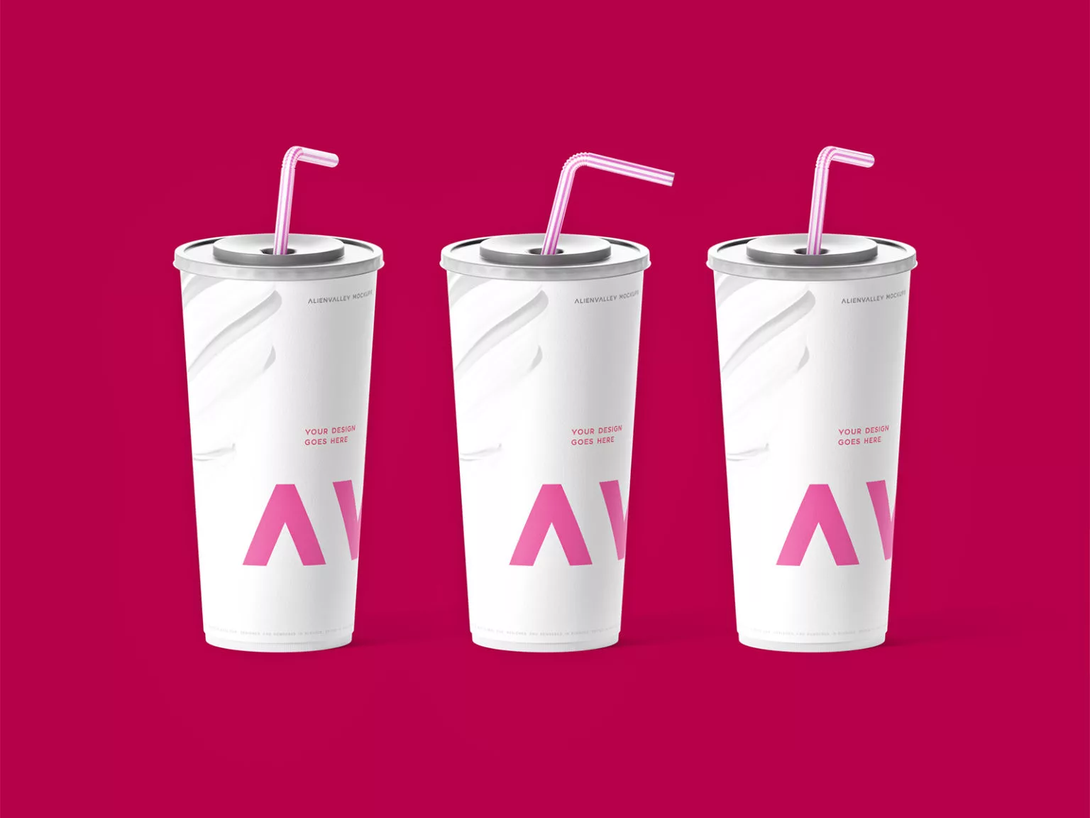 Paper Cups with Straw Mockup | The Free Mockup