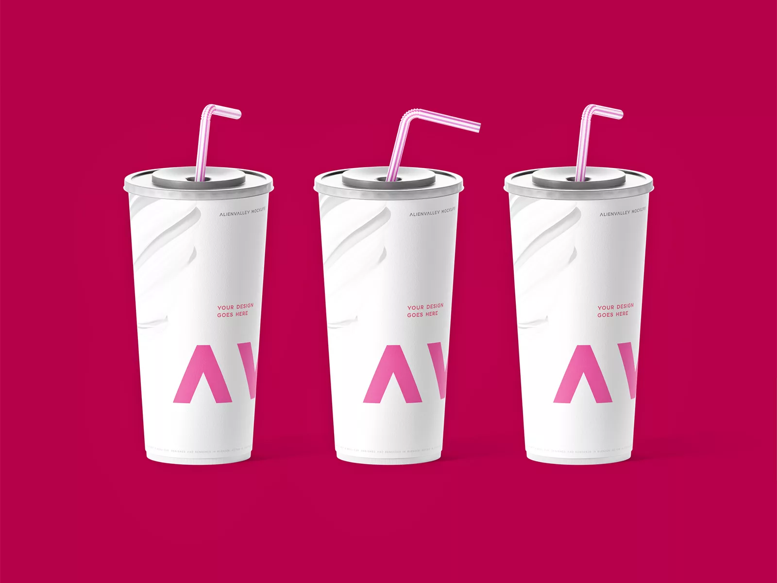 Paper Cups with Straw Mockup | The Free Mockup