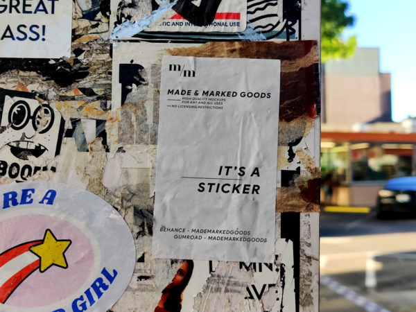 Free Street Sticker Glued Poster Mockup