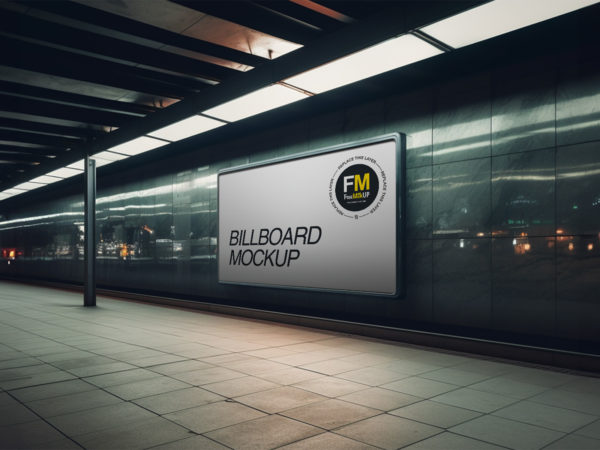Free Subway Horizontal Lightbox Billboard Mockup
