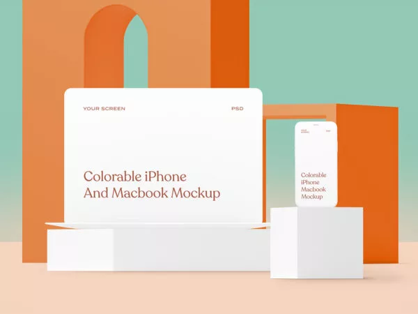 White iPhone and MacBook Responsive Website Mockup