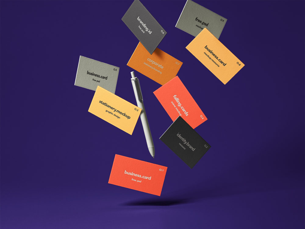 Falling Business Cards PSD Mockup Set