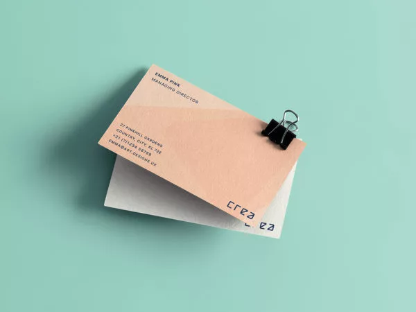 Business Card Mockup in Binder Clips
