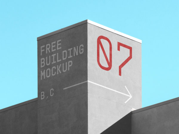 Free Concrete Building Mural Wall Logo Mockup