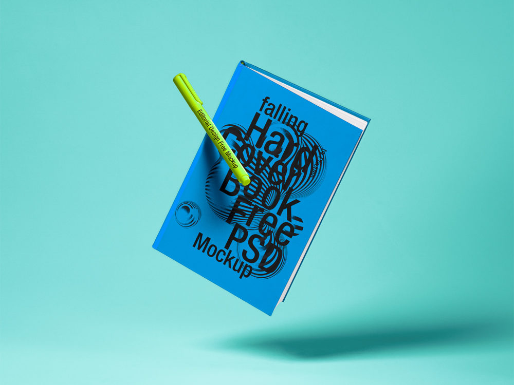 Free Floating Hardcover Book Mockup