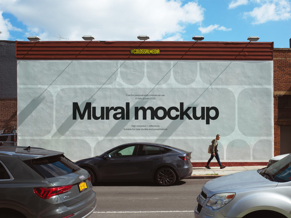 Free Mural Wall Mockup PSD