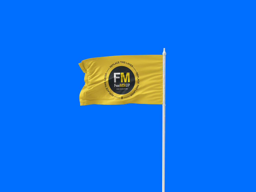 Free Waving Flag Mockup PSD