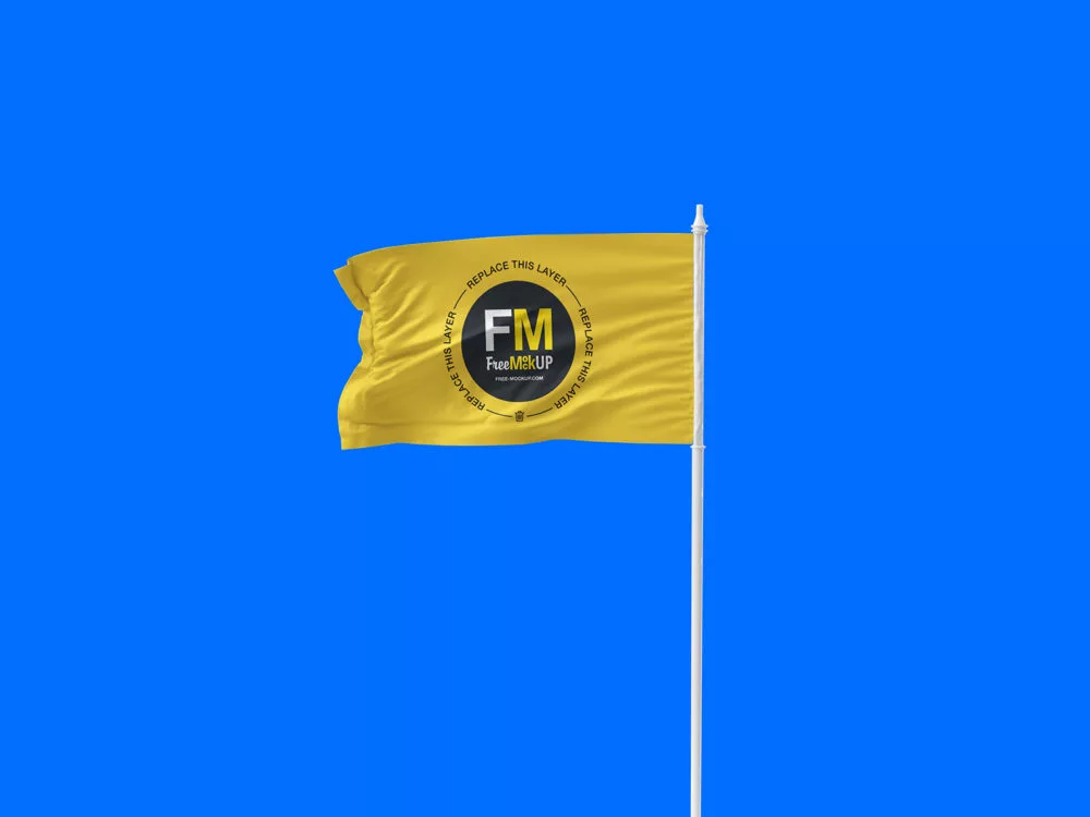Free Waving Flag Mockup PSD
