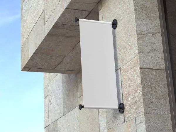 Outdoor Vertical Logo Banner Mockup