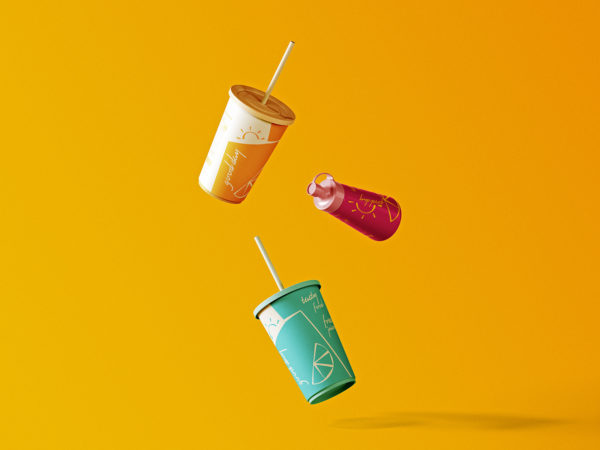 Paper Cup with Straw Free PSD Mockup