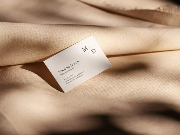 Realistic Business Card Free Mockup on a Fabric