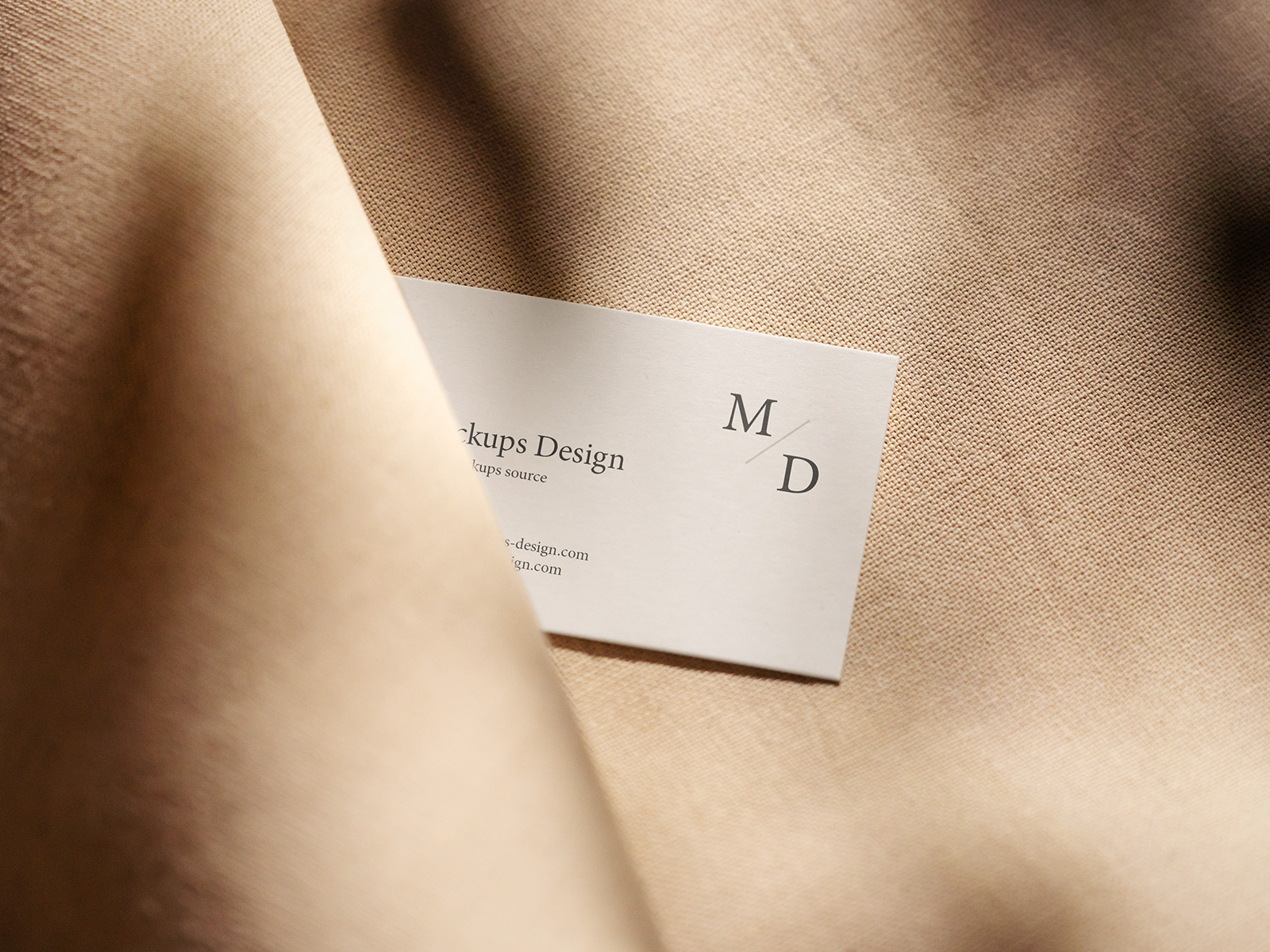 Realistic Business Card Free Mockup on a Fabric