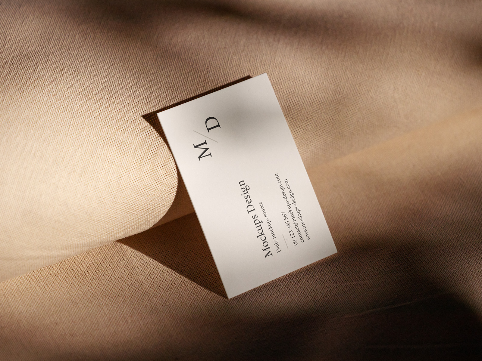 Realistic Business Card Free Mockup on a Fabric
