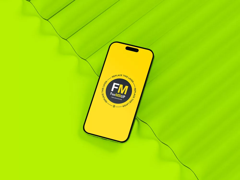 iPhone 15 Pro Free Mockup PSD Scene