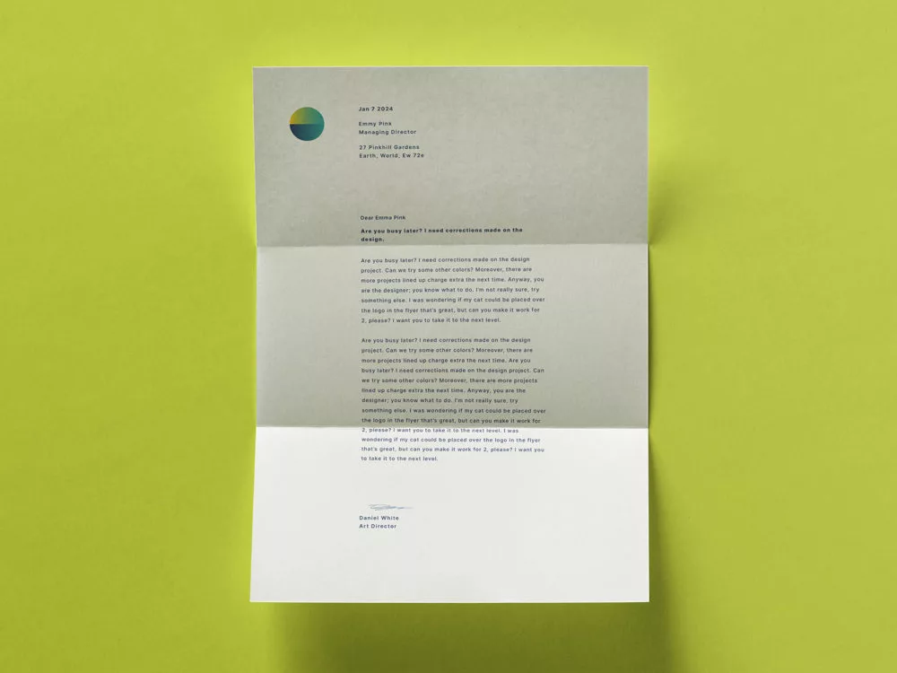Folded A4 Letterhead Stationery Mockup