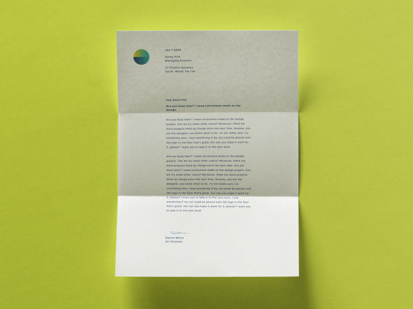 Folded A4 Letterhead Stationery Mockup