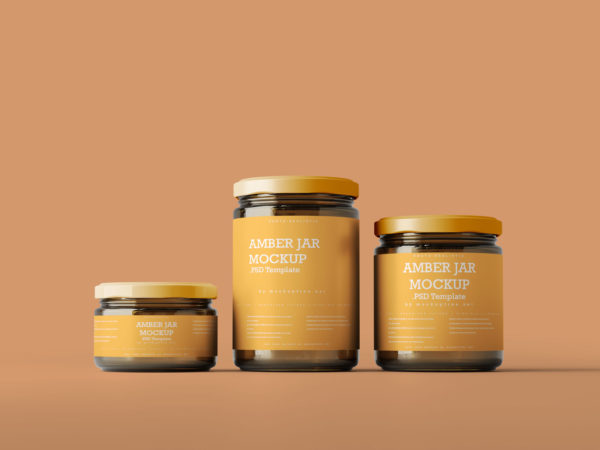 Free Amber Glass Jar Mockups