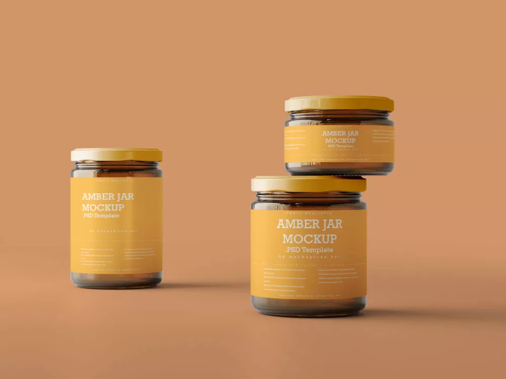 Free Amber Glass Jar Mockups