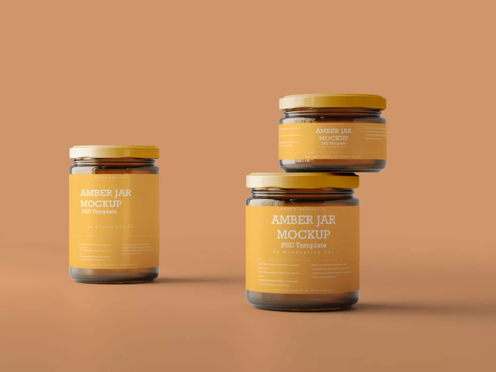 Free Amber Glass Jar Mockups