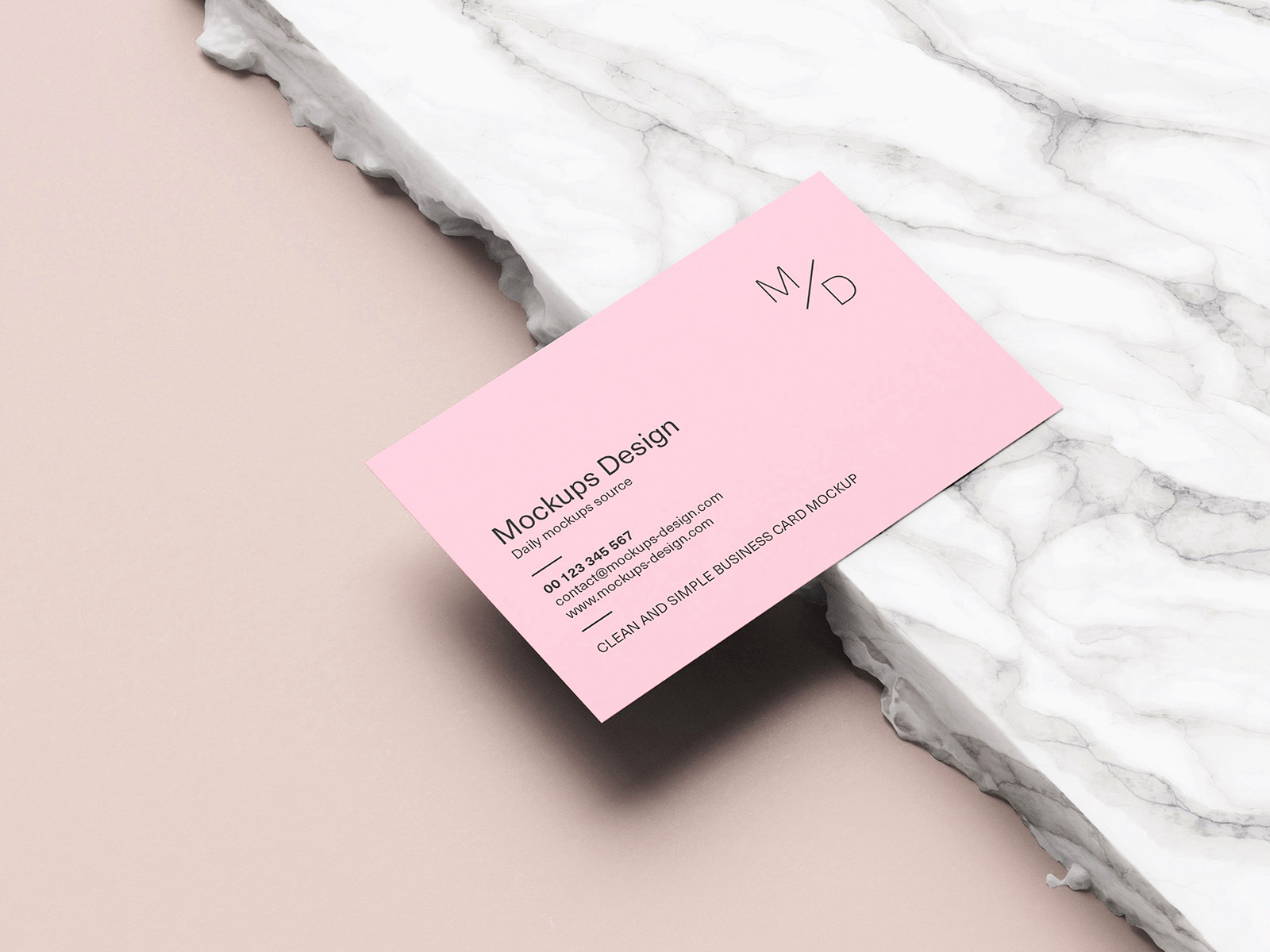 Free Business Card Mockup on Marble