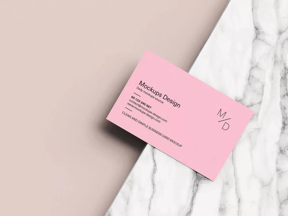 Free Business Card Mockup on Marble