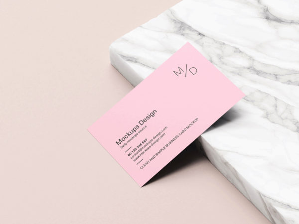 Free Business Card Mockup on Marble