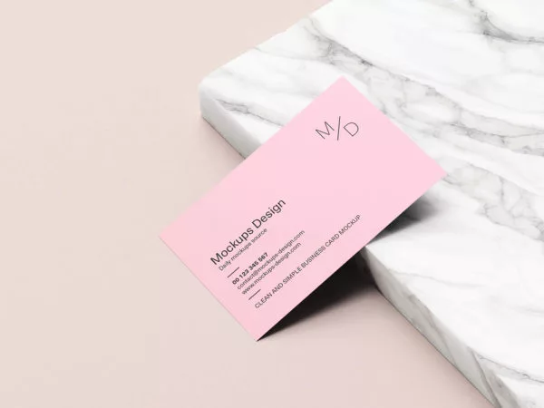Free Business Card Mockup on Marble