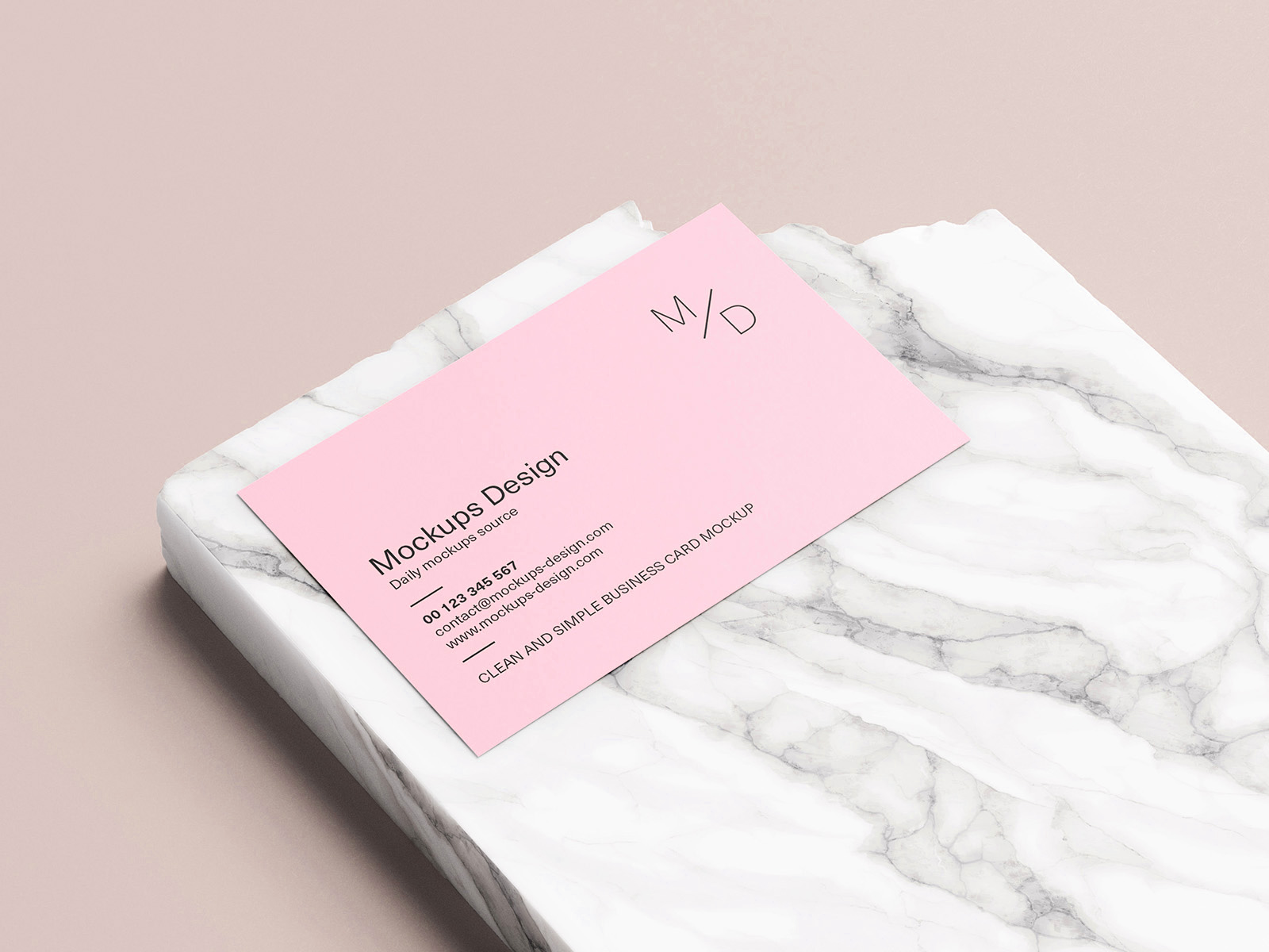 Free Business Card Mockup on Marble