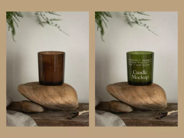 Candle on Stone Branding PSD Mockup