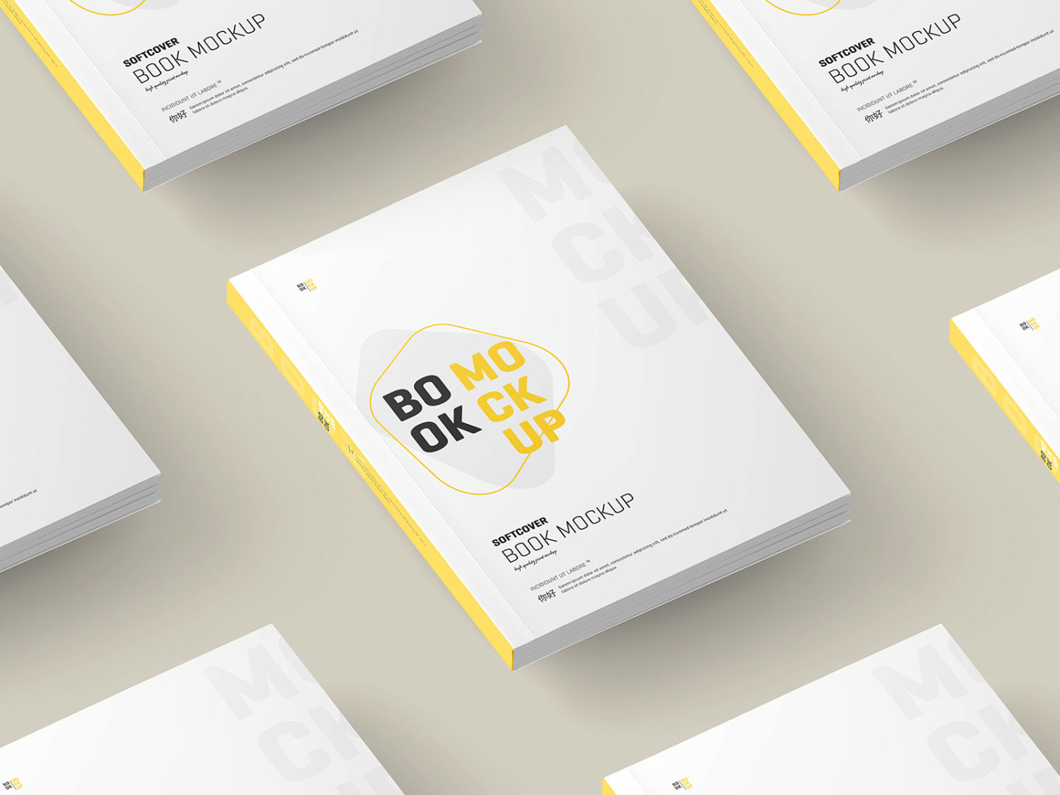Cover. Book Clean Clean Softcover Book Mockup (4 PSD's)