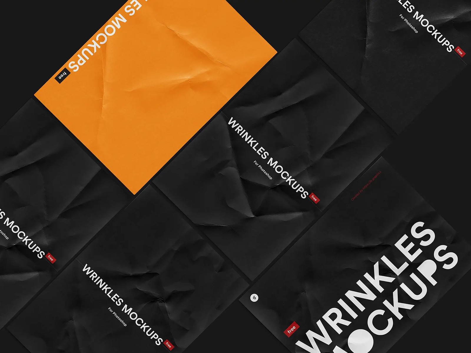 Free Crumpled Poster Mockup (Five Styles)