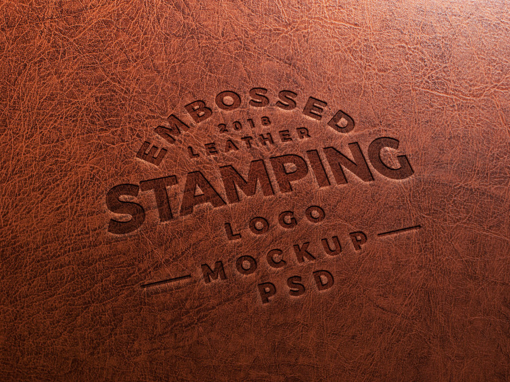 Free Embossed Logo Mockup on Leather