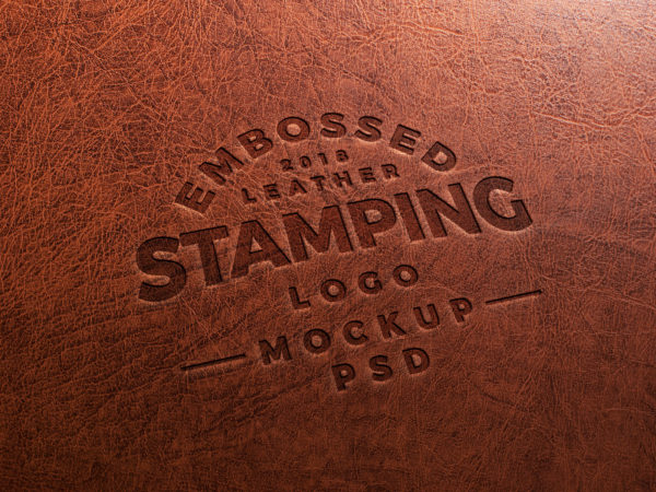 Free Embossed Logo Mockup on Leather