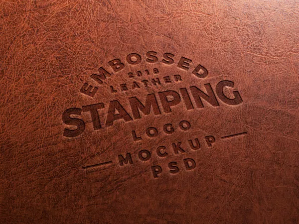 Free Embossed Logo Mockup on Leather