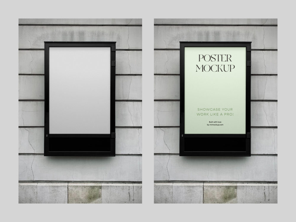 Free Poster Mockup on Building Wall