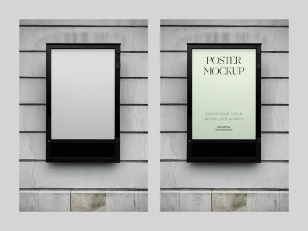 Free Poster Mockup on Building Wall