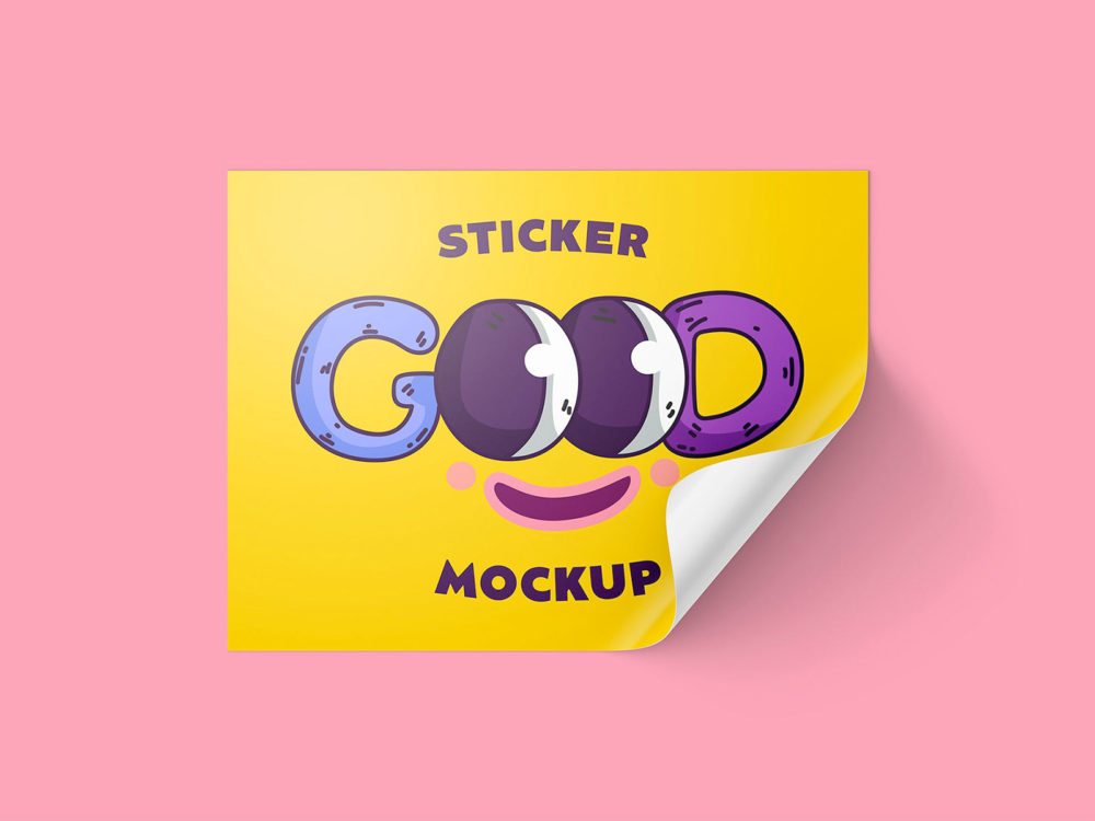Free Rectangle Stickers Mockup