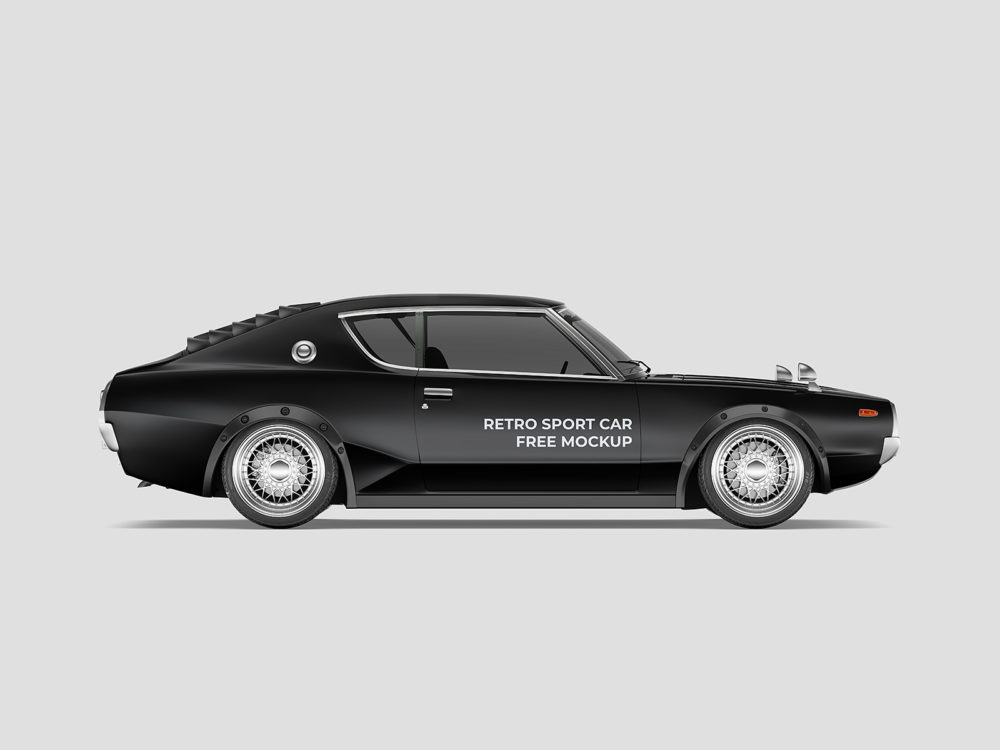 Free Retro Sport Car Mockup – Side View