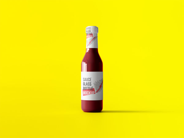 Free Sauce Glass Bottle Mockup