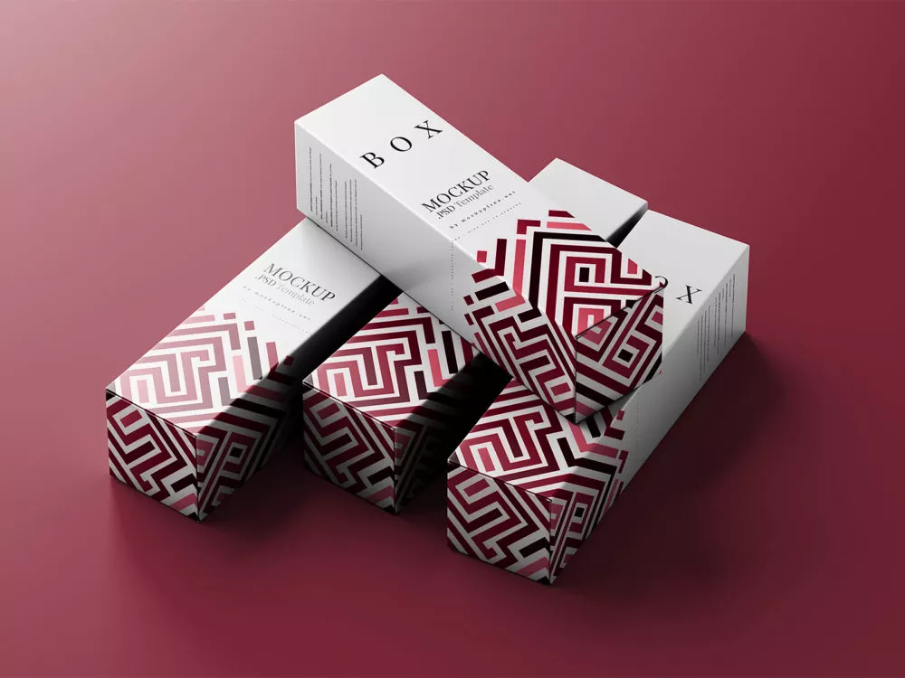 Free Slim Tall Box Mockup Set