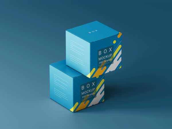 Free Square Box Packaging Mockup