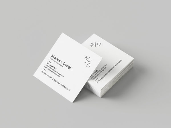 Free Square Business Card Stack Mockup