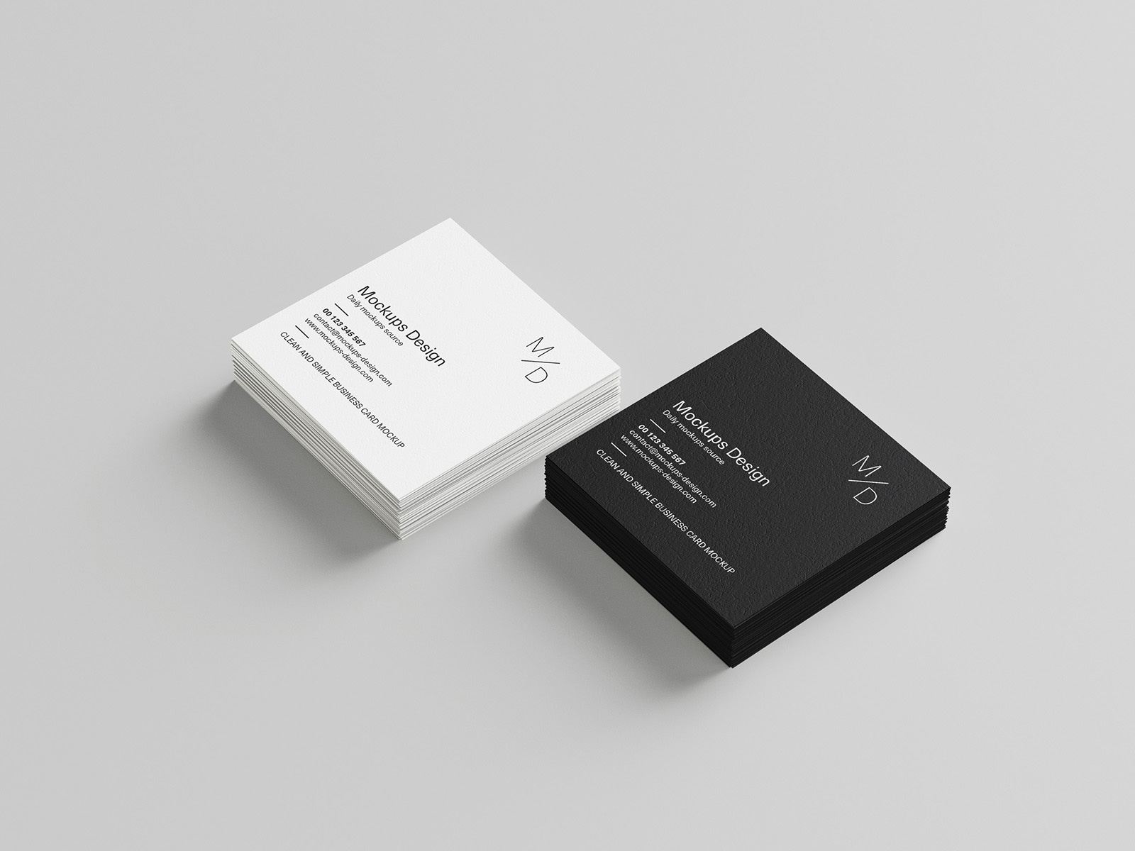 Free Square Business Card Stack Mockup
