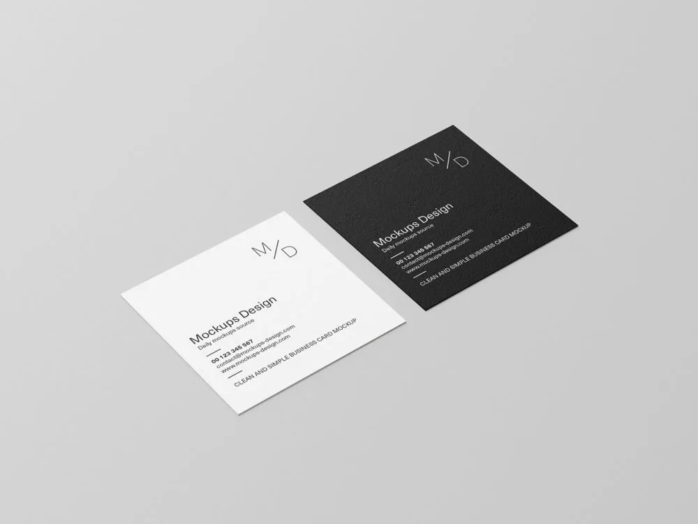 Free Square Business Card Stack Mockup