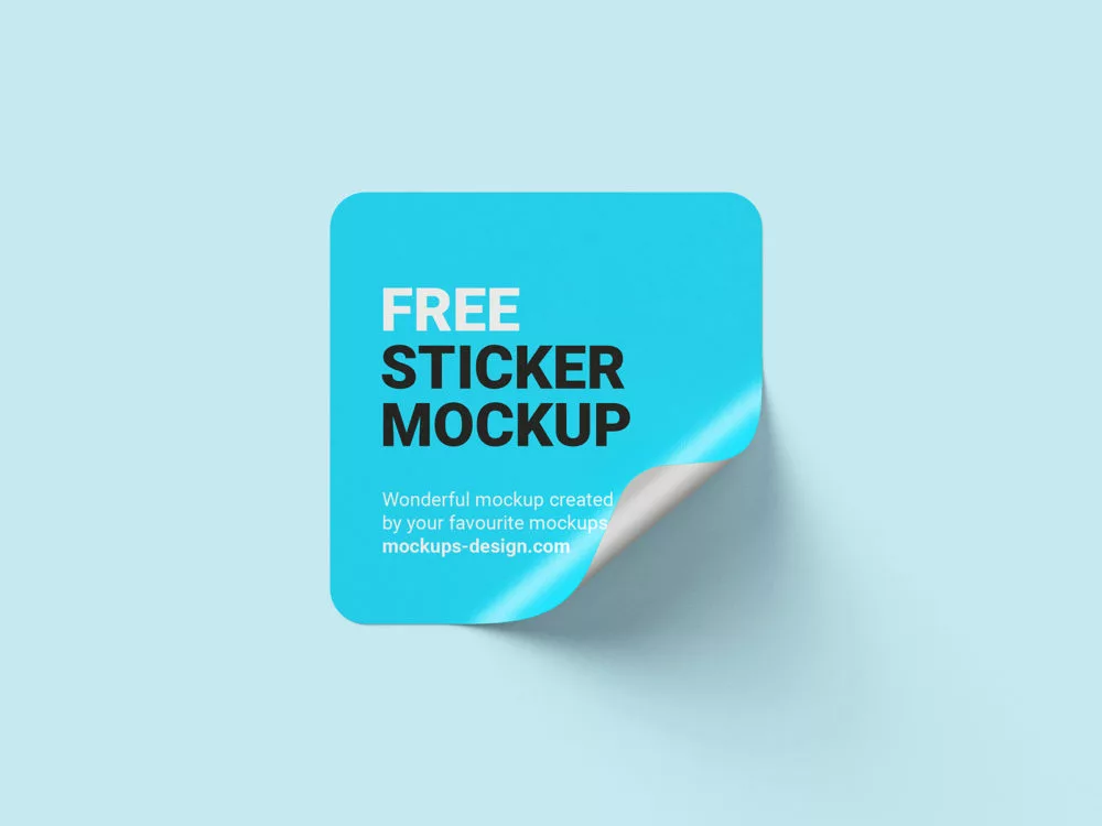 Free Square Sticker Mockup Set with Rounded Corners